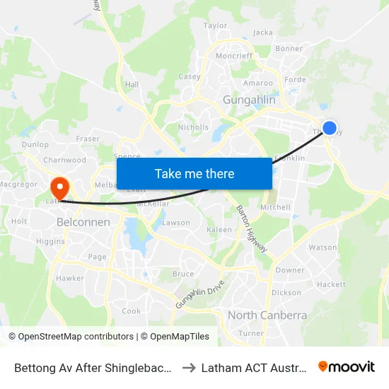 Bettong Av After Shingleback St to Latham ACT Australia map