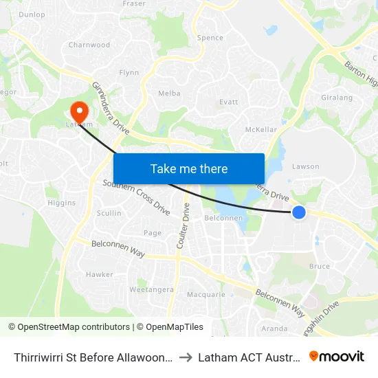 Thirriwirri St Before Allawoona St to Latham ACT Australia map