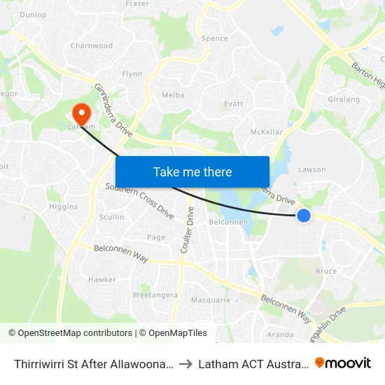 Thirriwirri St After Allawoona St to Latham ACT Australia map
