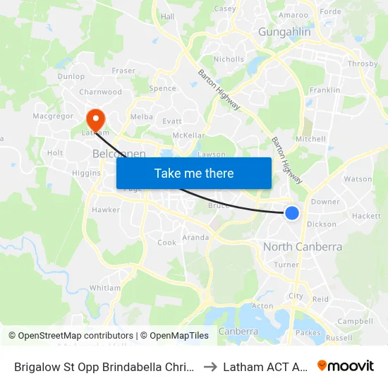 Brigalow St Opp Brindabella Christian College to Latham ACT Australia map