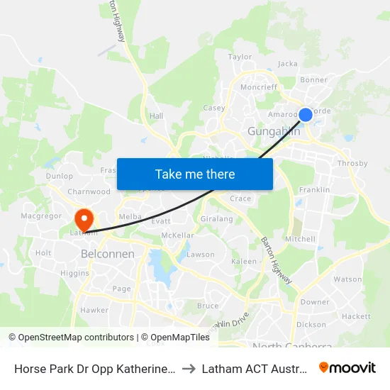 Horse Park Dr Opp Katherine Av to Latham ACT Australia map