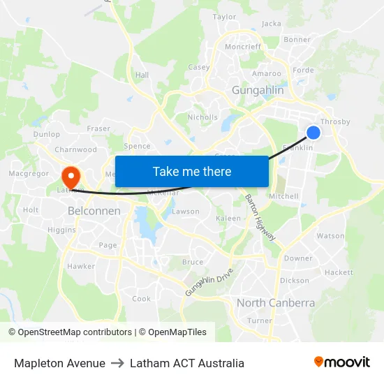 Mapleton Avenue to Latham ACT Australia map