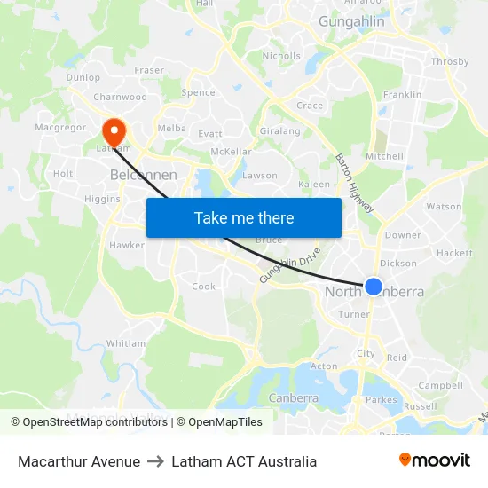 Macarthur Avenue to Latham ACT Australia map