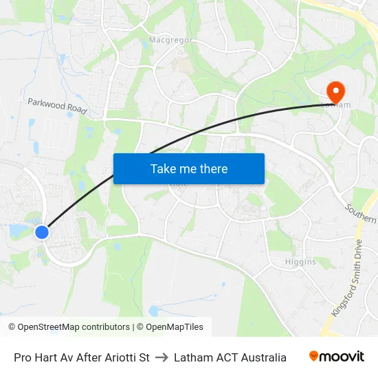 Pro Hart Av After Ariotti St to Latham ACT Australia map