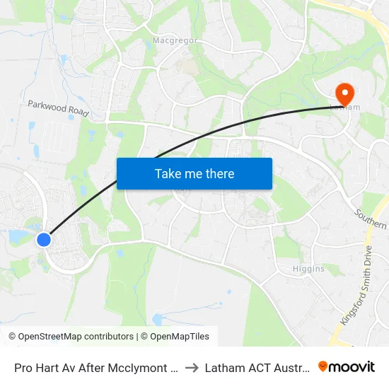 Pro Hart Av After Mcclymont Way to Latham ACT Australia map