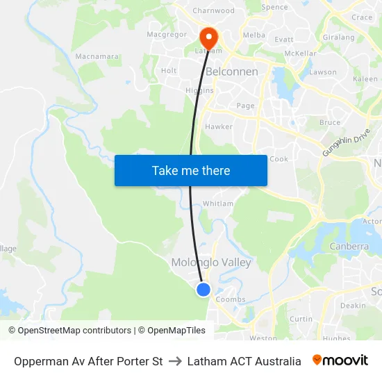 Opperman Av After Porter St to Latham ACT Australia map