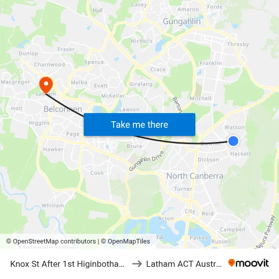 Knox St After 1st Higinbotham St to Latham ACT Australia map
