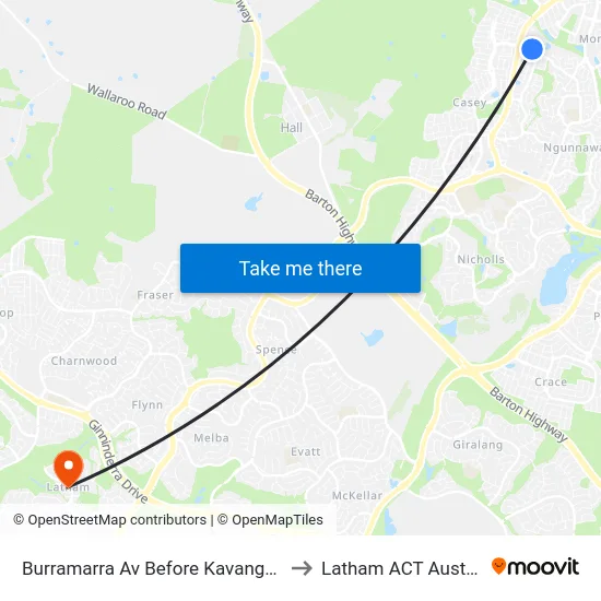 Burramarra Av Before Kavangal Cct to Latham ACT Australia map