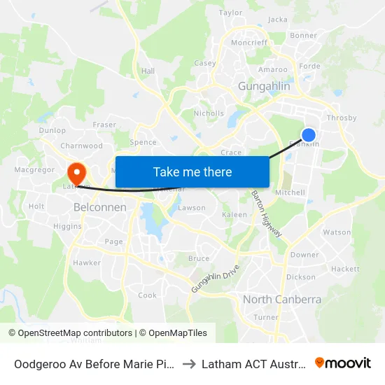 Oodgeroo Av Before Marie Pitt St to Latham ACT Australia map