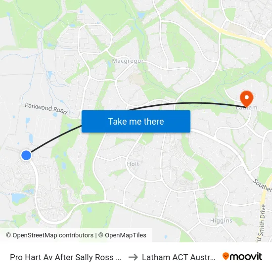 Pro Hart Av After Sally Ross Way to Latham ACT Australia map