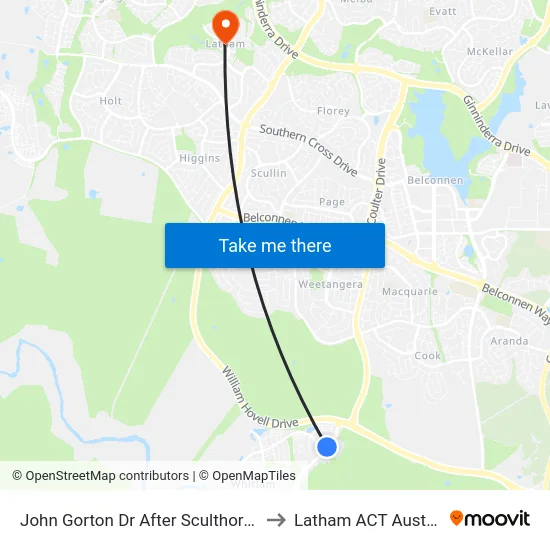 John Gorton Dr After Sculthorpe Av to Latham ACT Australia map