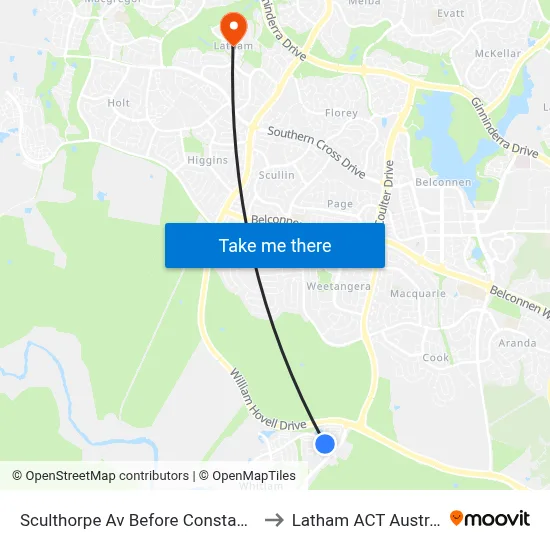 Sculthorpe Av Before Constable St to Latham ACT Australia map