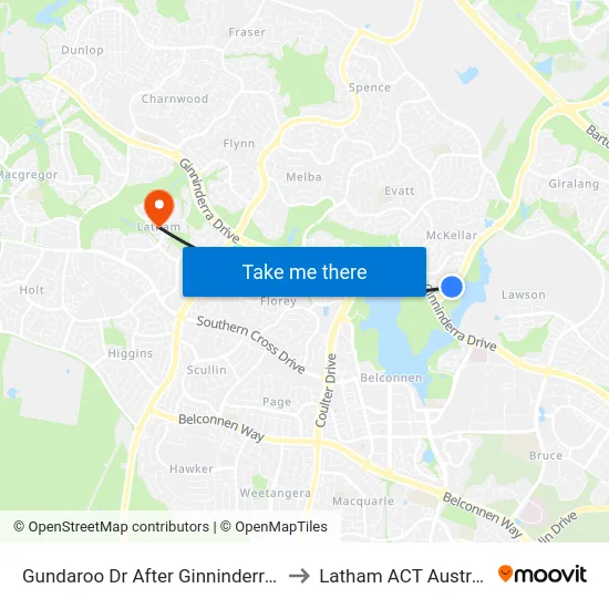 Gundaroo Dr After Ginninderra Dr to Latham ACT Australia map