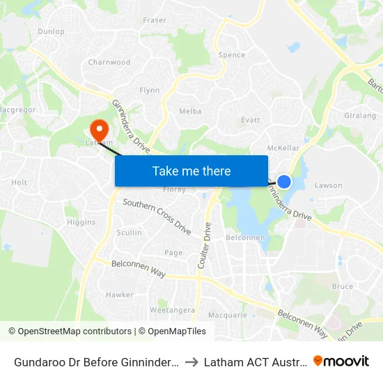 Gundaroo Dr Before Ginninderra Dr to Latham ACT Australia map