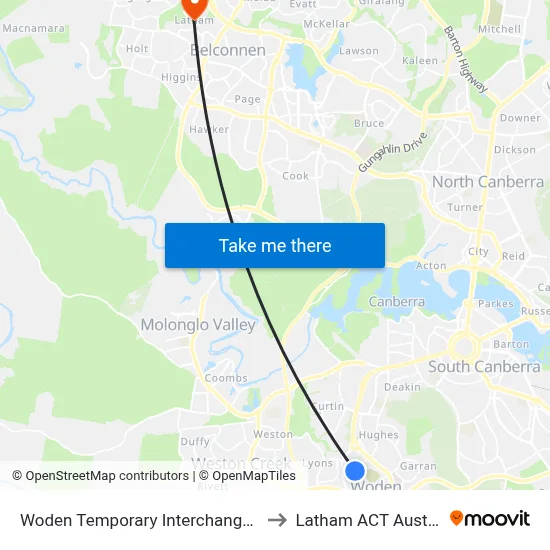 Woden Temporary Interchange Plt 5 to Latham ACT Australia map