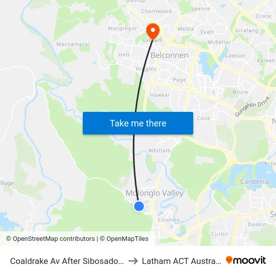 Coaldrake Av After Sibosado St to Latham ACT Australia map