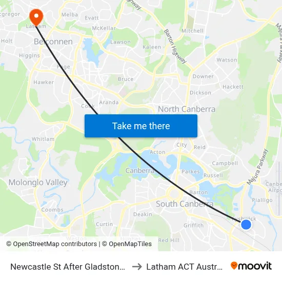 Newcastle St After Gladstone St to Latham ACT Australia map