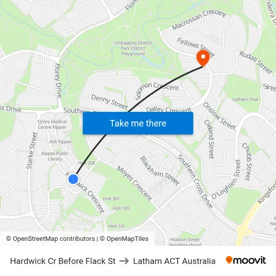 Hardwick Cr Before Flack St to Latham ACT Australia map