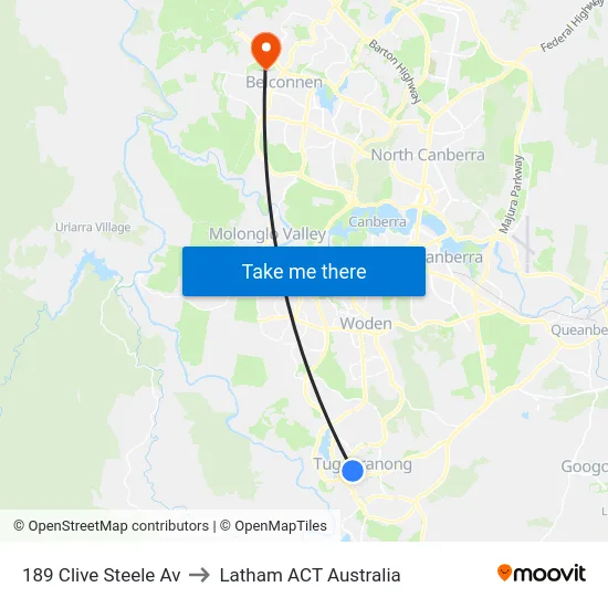 189 Clive Steele Av to Latham ACT Australia map