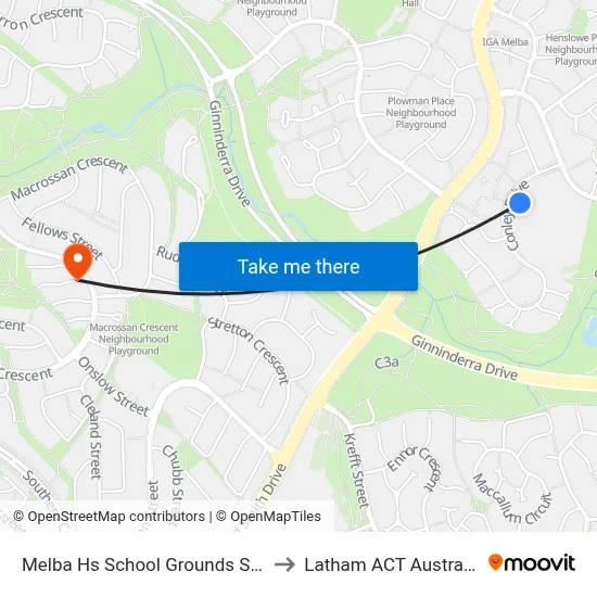 Melba Hs School Grounds Sso to Latham ACT Australia map