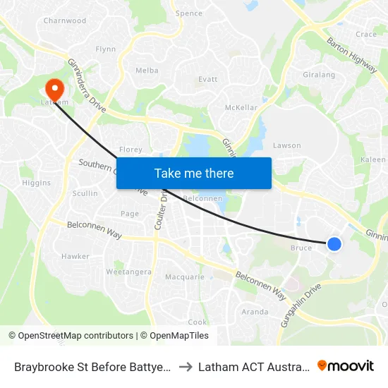 Braybrooke St Before Battye St to Latham ACT Australia map