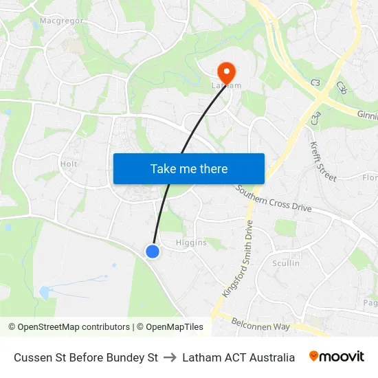 Cussen St Before Bundey St to Latham ACT Australia map