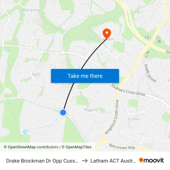 Drake Brockman Dr Opp Cussen St to Latham ACT Australia map