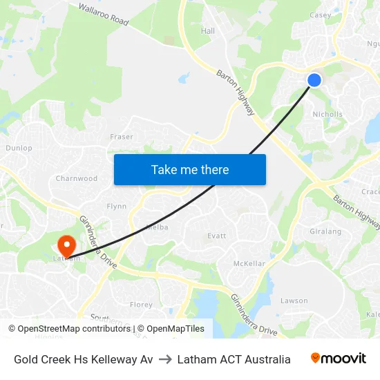 Gold Creek Hs Kelleway Av to Latham ACT Australia map