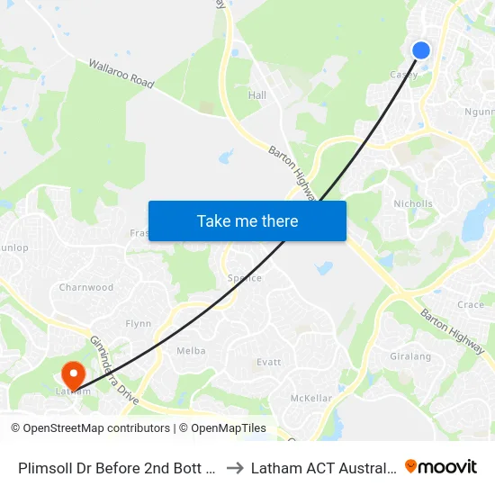 Plimsoll Dr Before 2nd Bott Cr to Latham ACT Australia map