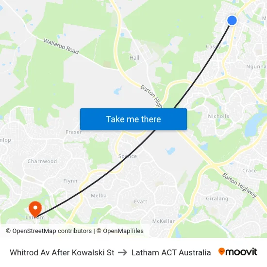 Whitrod Av After Kowalski St to Latham ACT Australia map