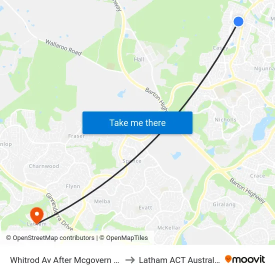 Whitrod Av After Mcgovern St to Latham ACT Australia map