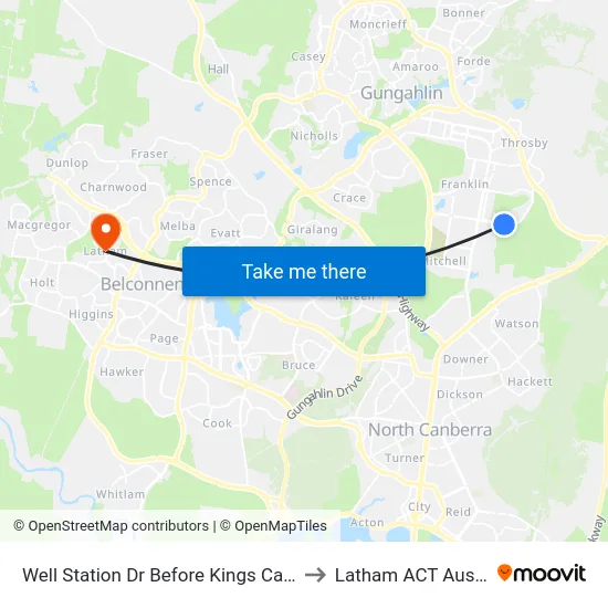 Well Station Dr Before Kings Canyon St to Latham ACT Australia map
