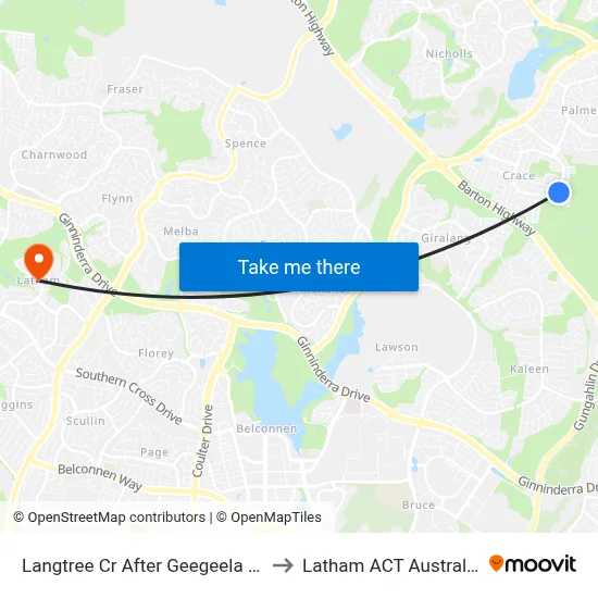 Langtree Cr After Geegeela St to Latham ACT Australia map