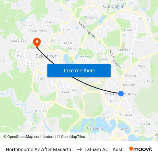 Northbourne Av After Macarthur Av to Latham ACT Australia map