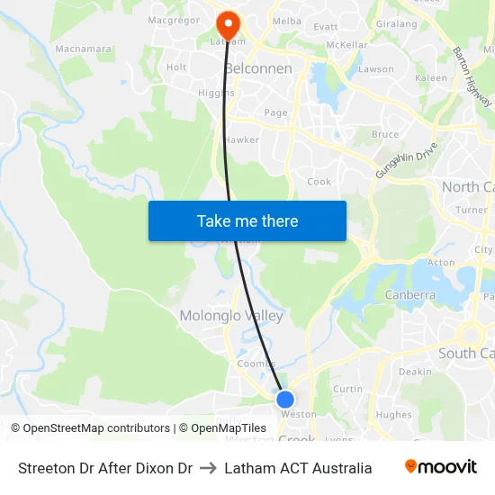 Streeton Dr After Dixon Dr to Latham ACT Australia map