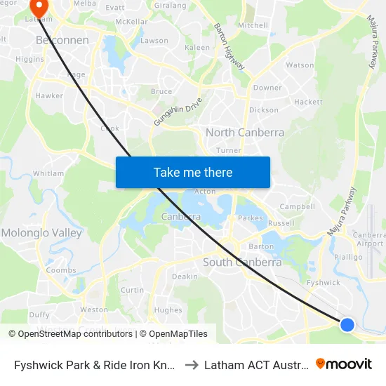 Fyshwick Park & Ride Iron Knob St to Latham ACT Australia map