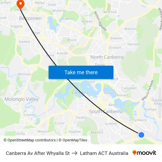 Canberra Av After Whyalla St to Latham ACT Australia map