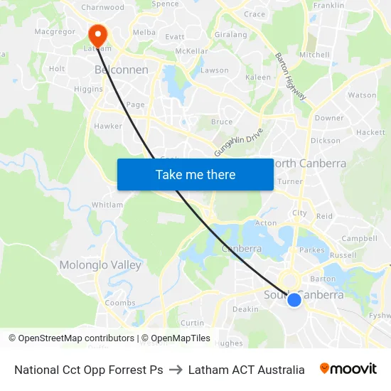 National Cct Opp Forrest Ps to Latham ACT Australia map