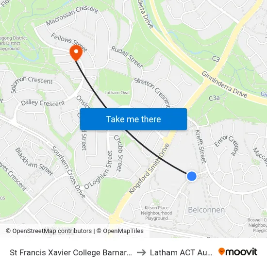 St Francis Xavier College Barnard Cct Sso to Latham ACT Australia map