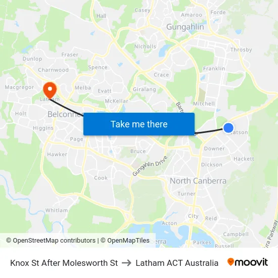 Knox St After Molesworth St to Latham ACT Australia map