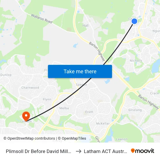 Plimsoll Dr Before David Miller Cr to Latham ACT Australia map