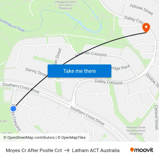 Moyes Cr After Postle Cct to Latham ACT Australia map