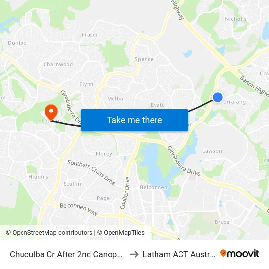 Chuculba Cr After 2nd Canopus Cr to Latham ACT Australia map
