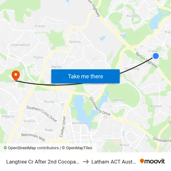 Langtree Cr After 2nd Cocoparra Cr to Latham ACT Australia map
