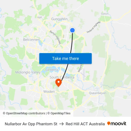 Nullarbor Av Opp Phantom St to Red Hill ACT Australia map