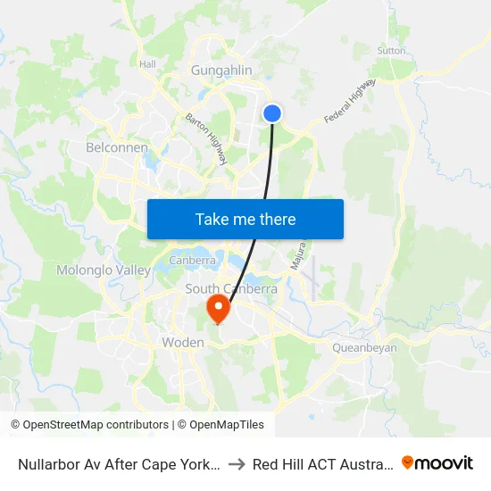 Nullarbor Av After Cape York St to Red Hill ACT Australia map