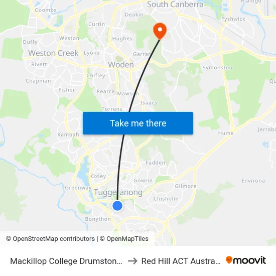 Mackillop College Drumston St to Red Hill ACT Australia map