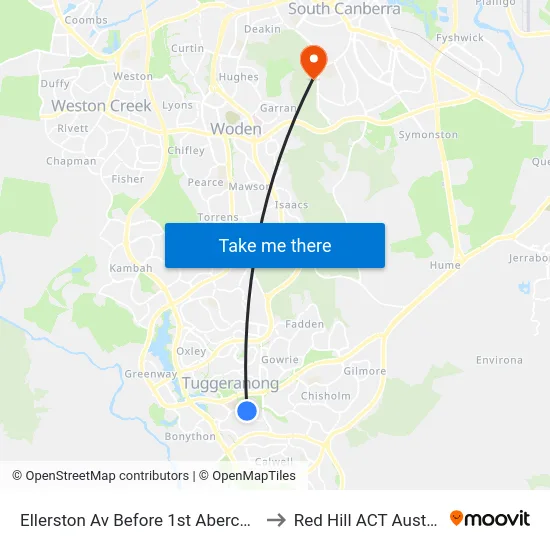 Ellerston Av Before 1st Abercorn Cr to Red Hill ACT Australia map