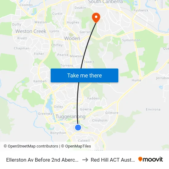 Ellerston Av Before 2nd Abercorn Cr to Red Hill ACT Australia map