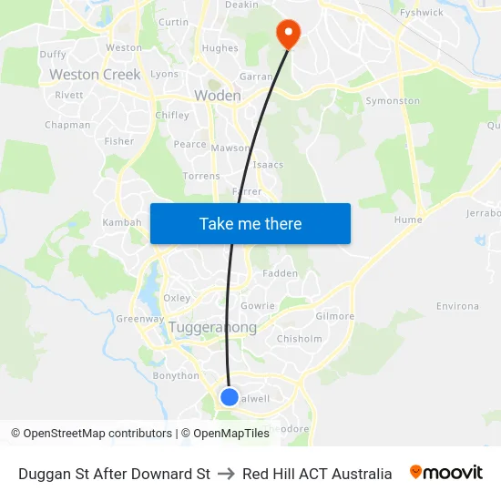 Duggan St After Downard St to Red Hill ACT Australia map